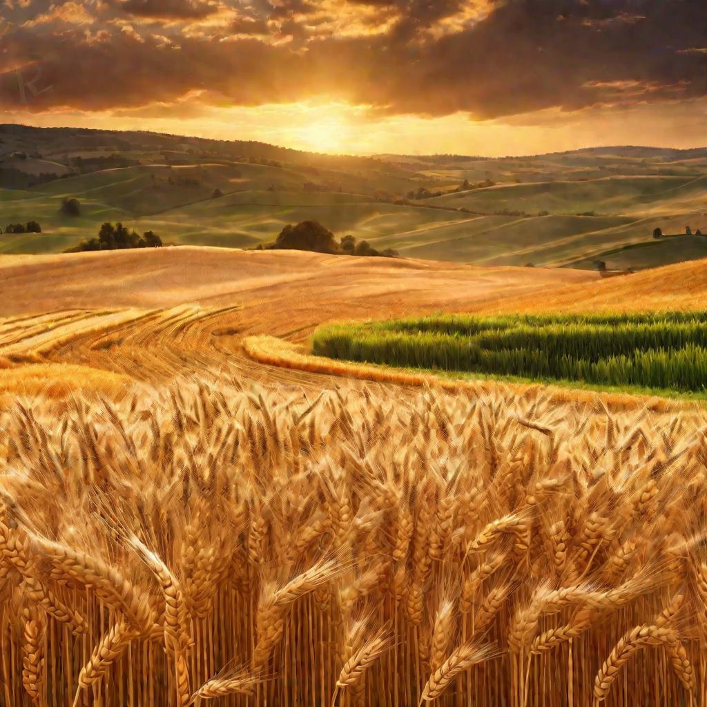 Пшеничное поле на закате