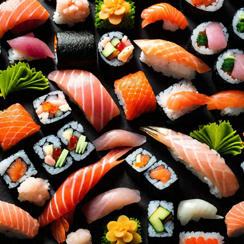 Блюдо с разнообразными суши