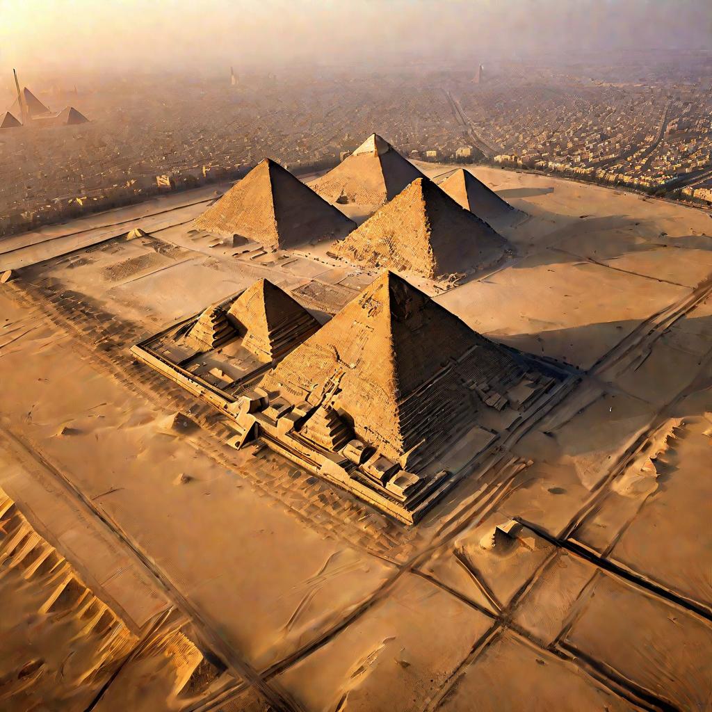 Пирамиды Гизы на фоне Каира