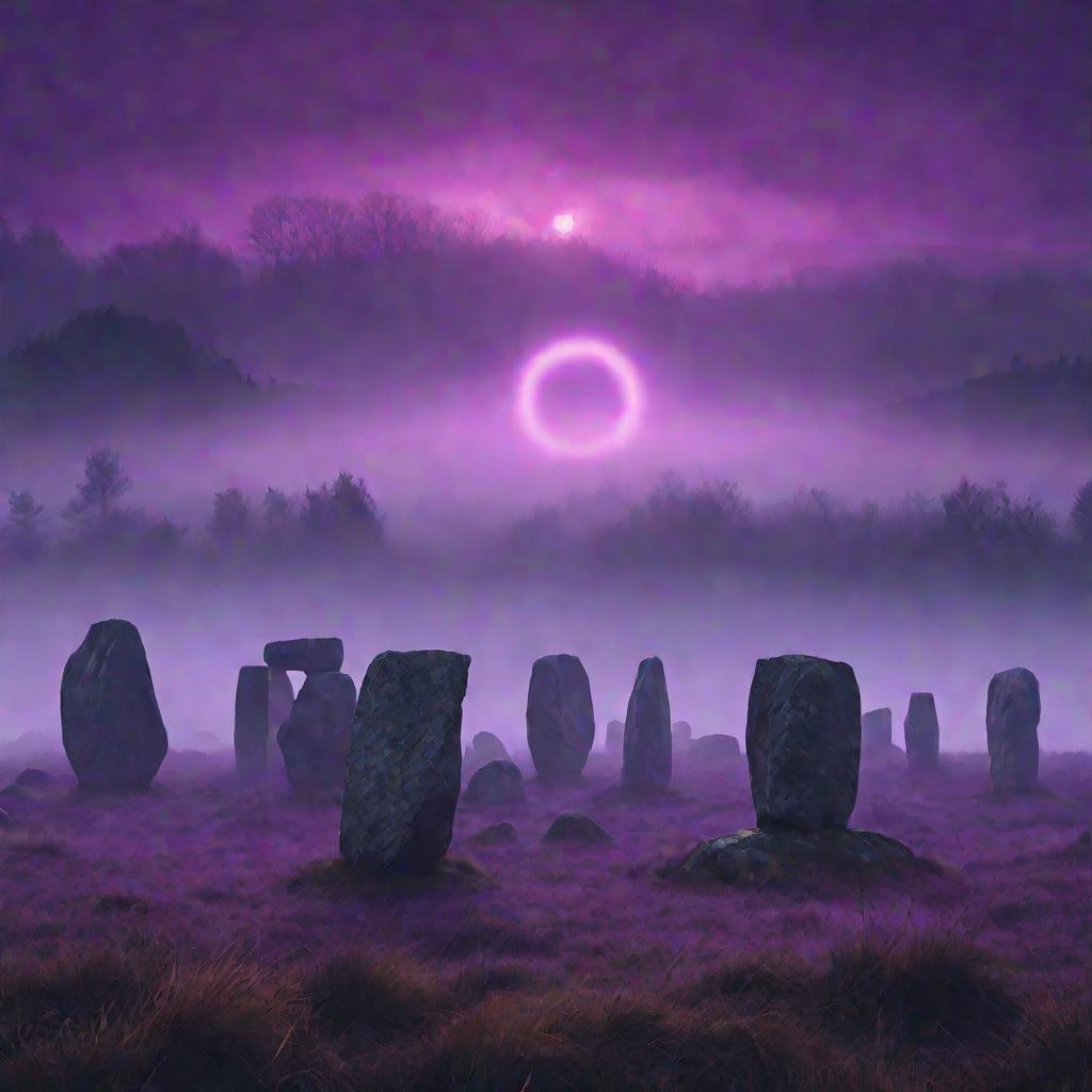 Древний каменный круг излучает фиолетовое торсионное поле