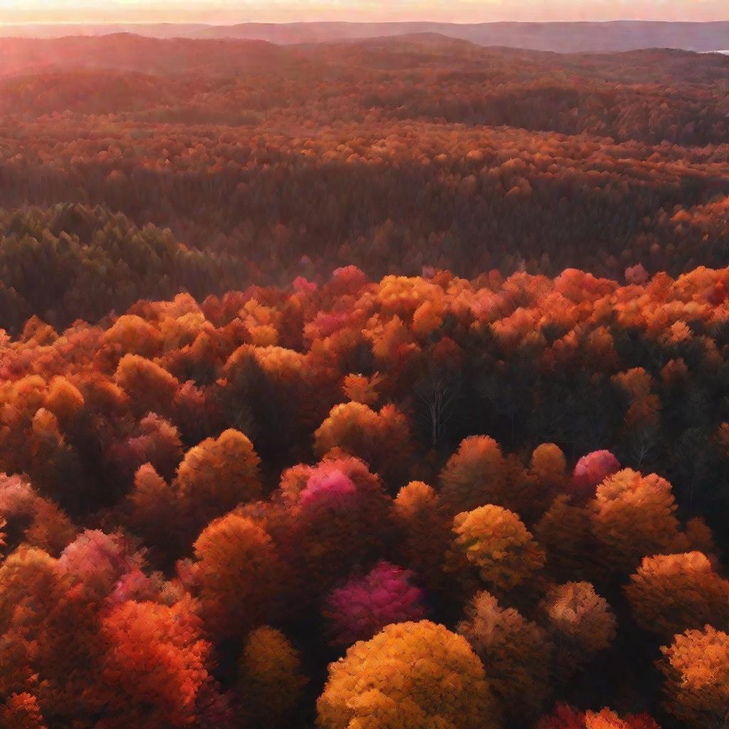 Лес осенью на рассвете