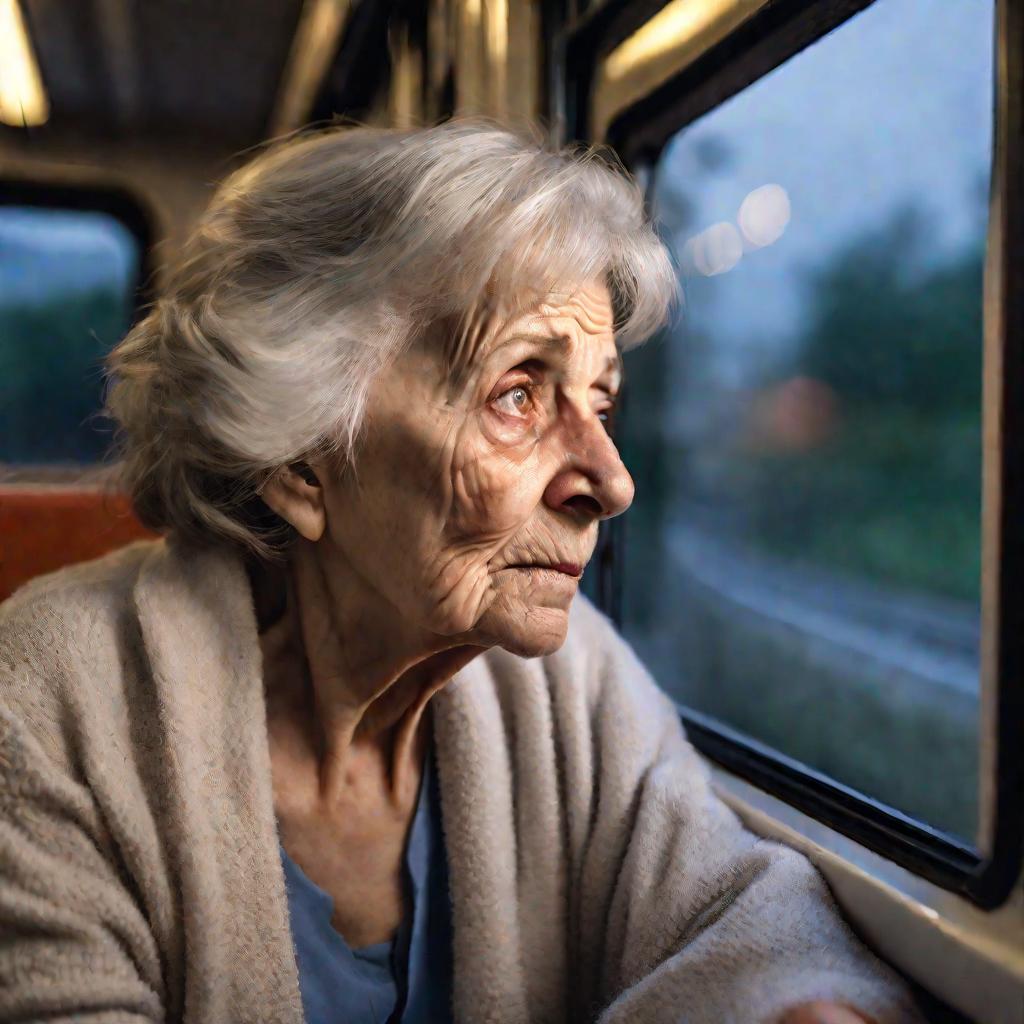Пожилая женщина в поезде
