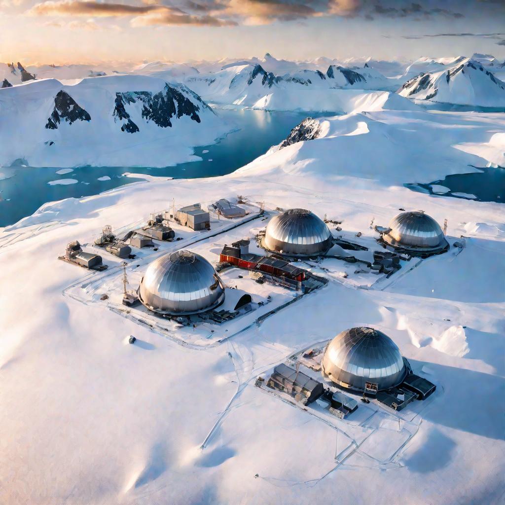 Исследовательская станция в горах Антарктиды