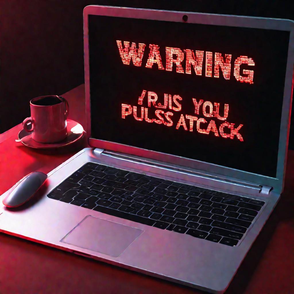 Предупреждение о вирусной атаке на ноутбуке