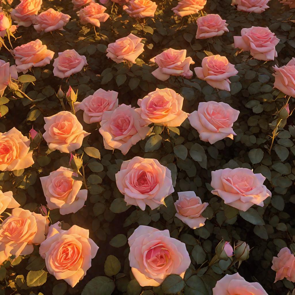 Цветущий розовый сад