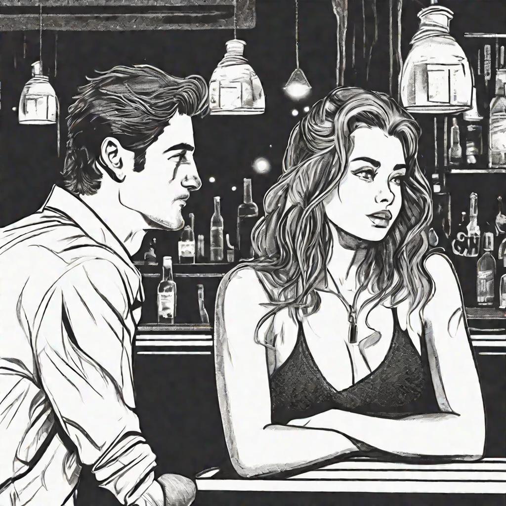 Неловкий разговор девушки и парня в баре, она пытается вежливо закончить встречу, а он продолжает ухаживать
