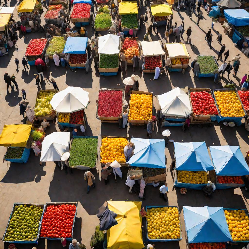 Яркий овощной рынок под открытым небом