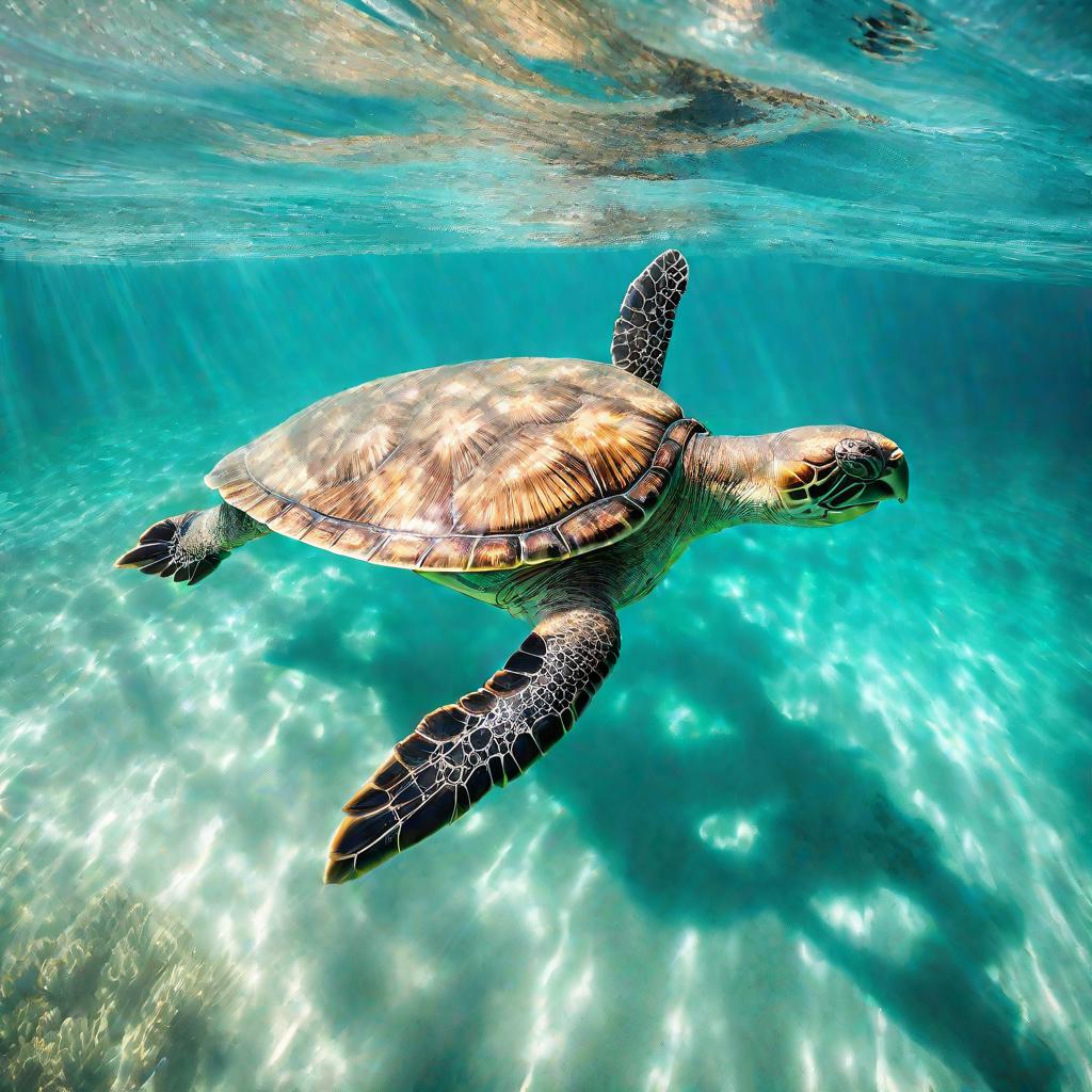 Черепаха плывет в океане