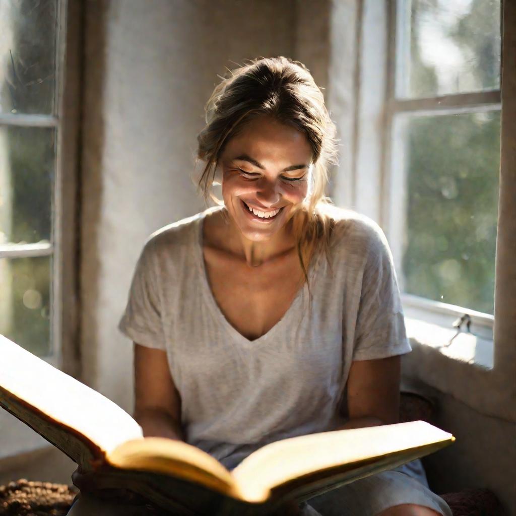 Женщина читает самодельную книгу