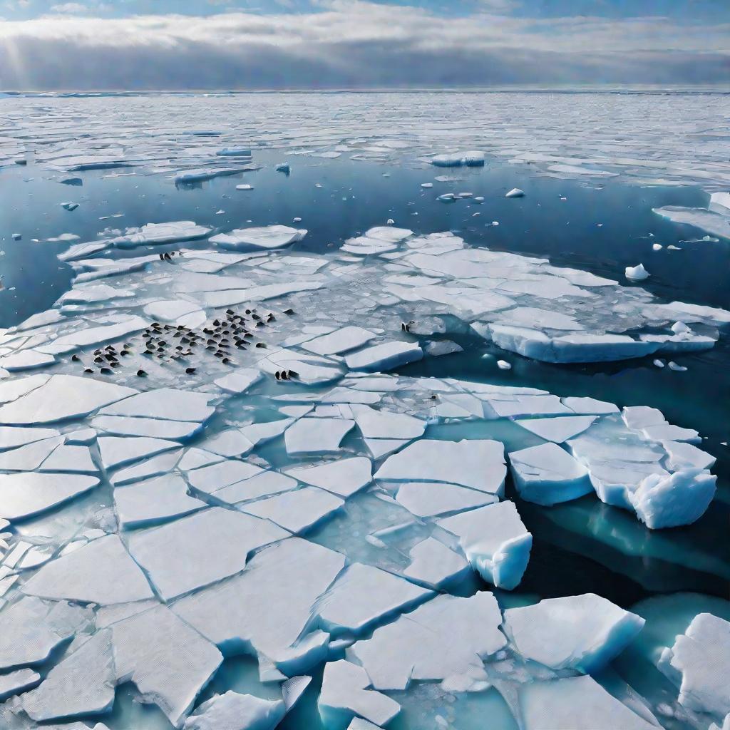Лежбище тюленей в Арктике