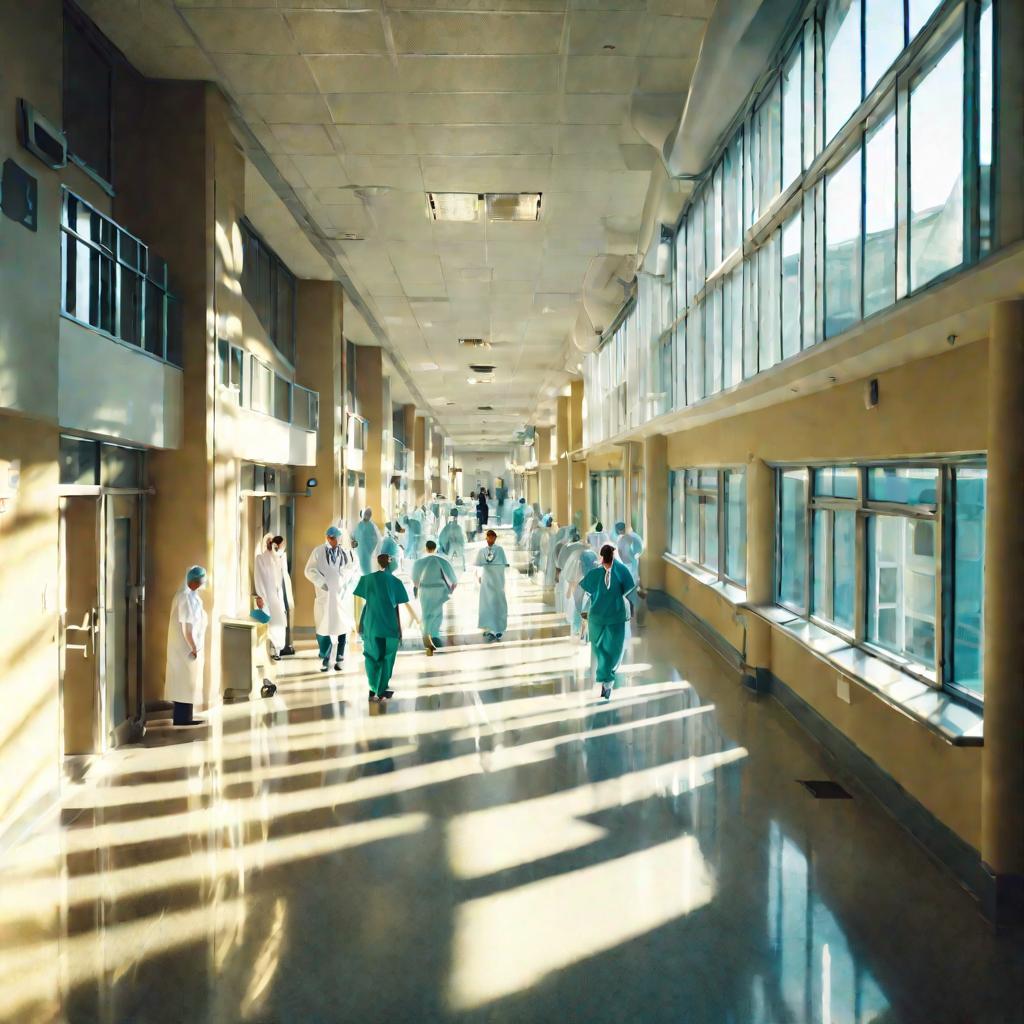 Люди в больничном коридоре