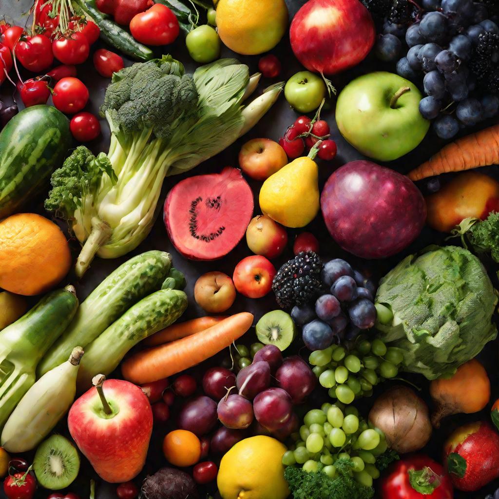 Свежие овощи и фрукты для нормализации кислотности