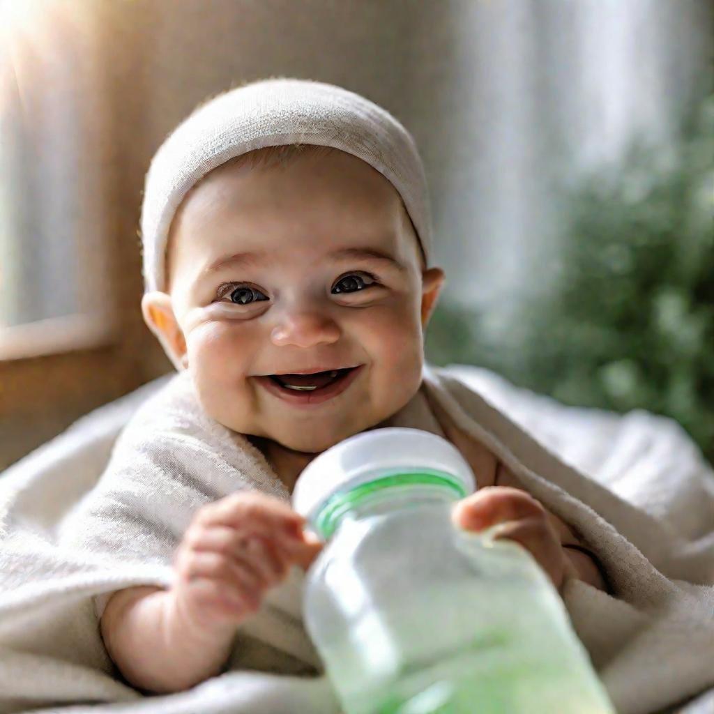 Младенец пьет укропную воду