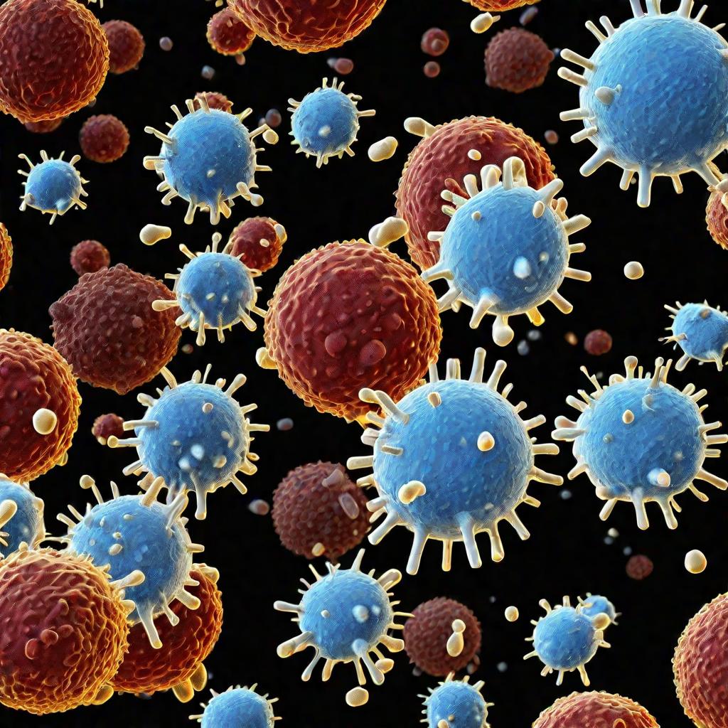 Лимфоциты атакуют вирус гриппа в крови