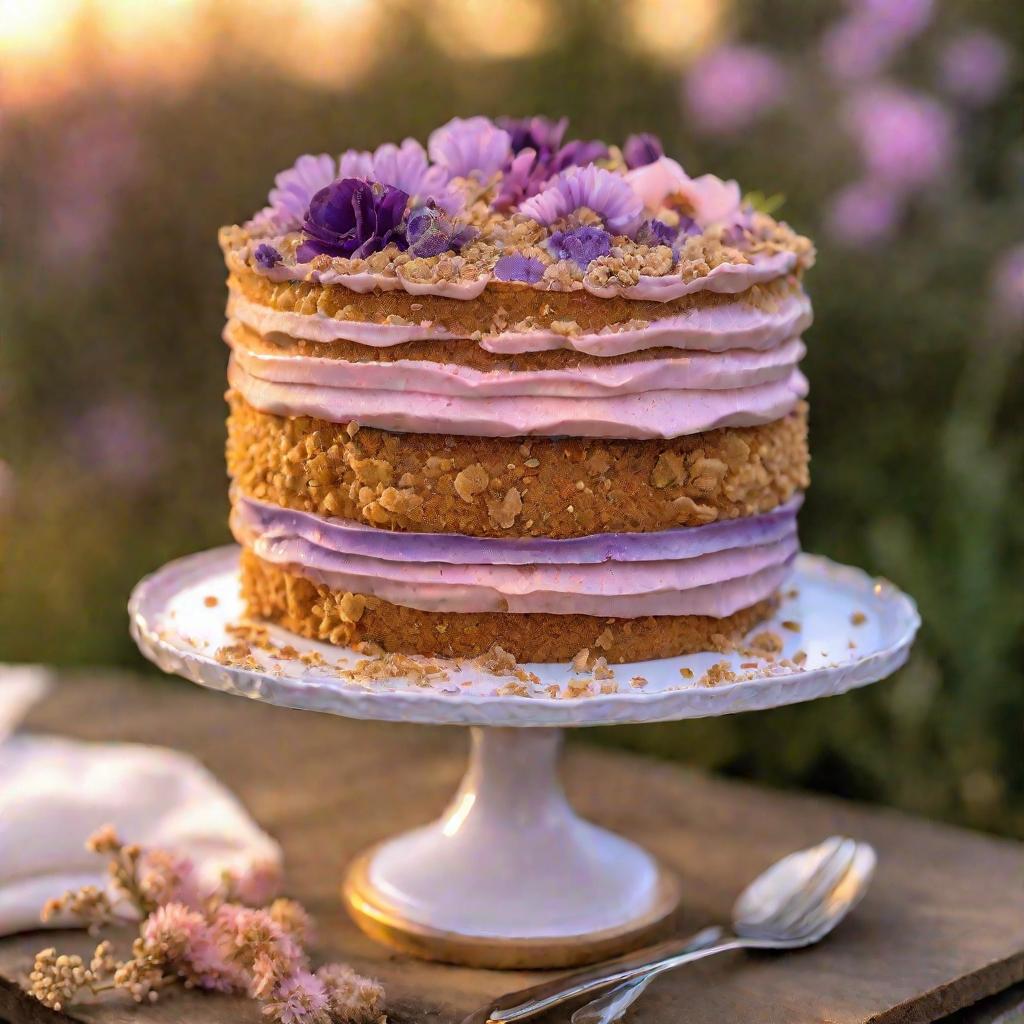 Торт «Медовик» с ярким цветочным декором.