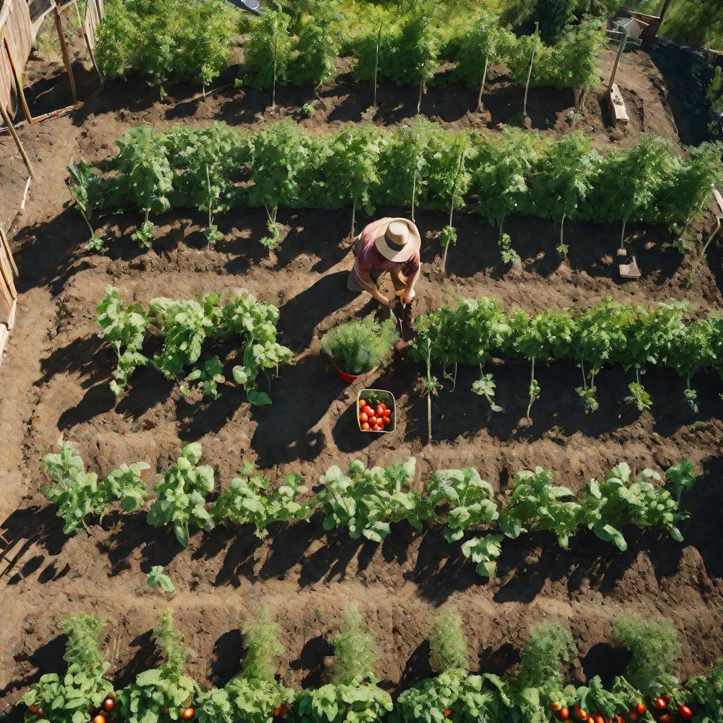 Фото огорода с грядками томатов