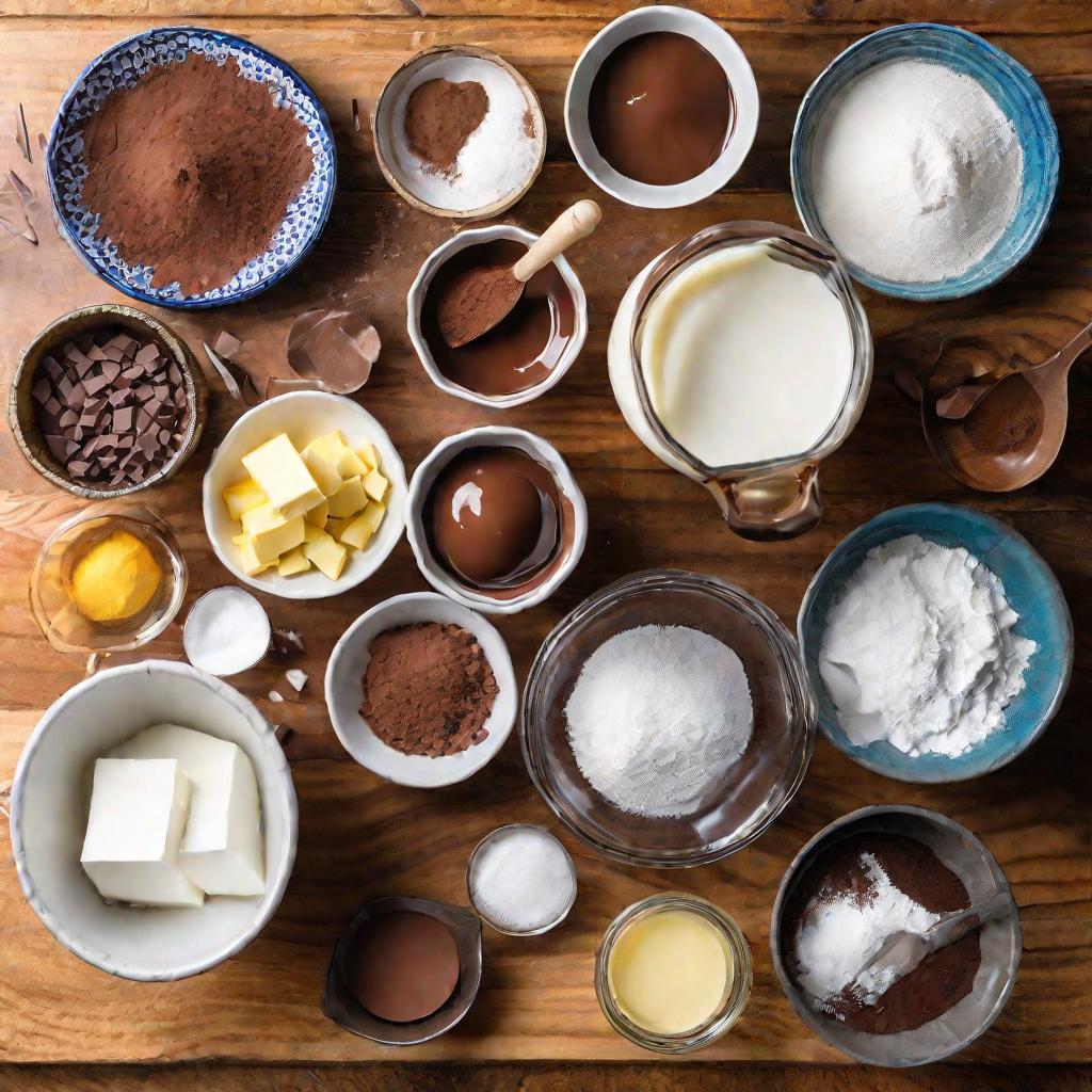 Ингредиенты для приготовления шоколадной глазури