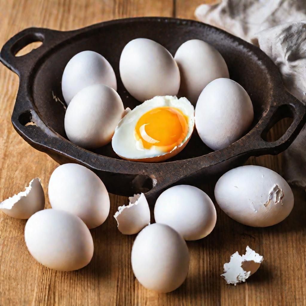 Яйца в миске со скорлупой