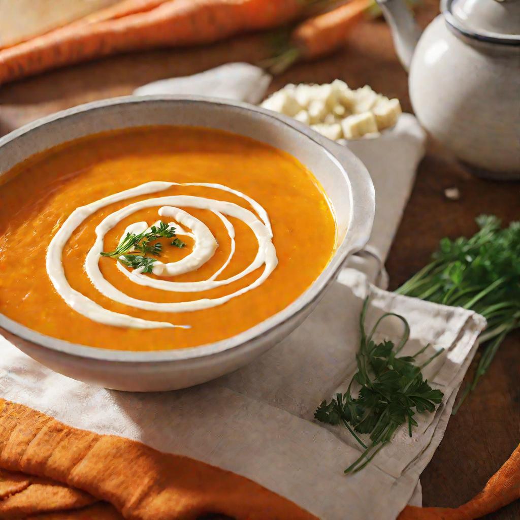 Миска с горячим морковным супом