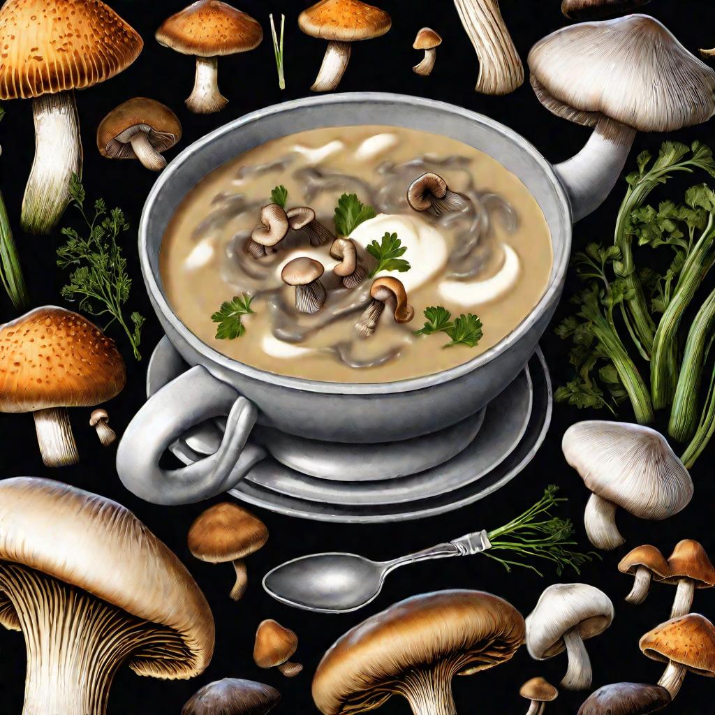 Миска аппетитного грибного супа