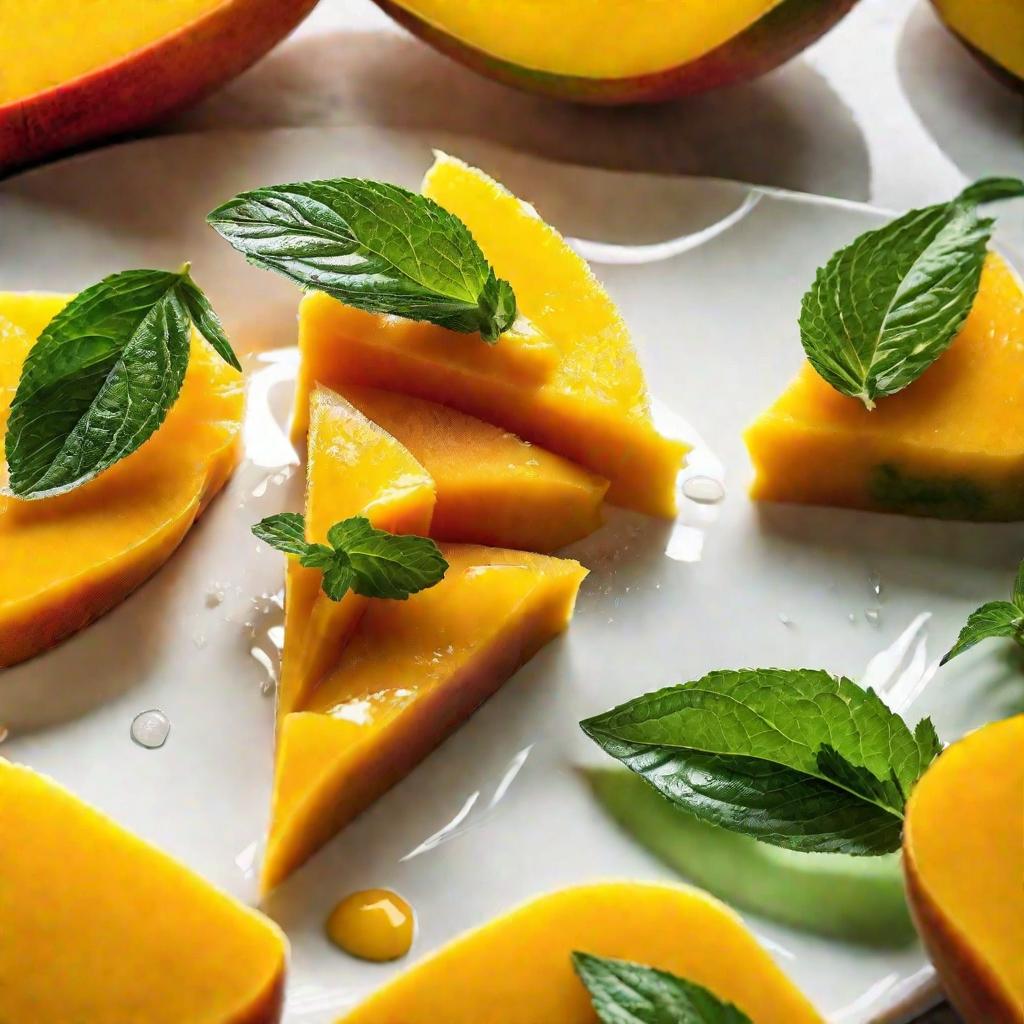Нарезанное манго на тарелке