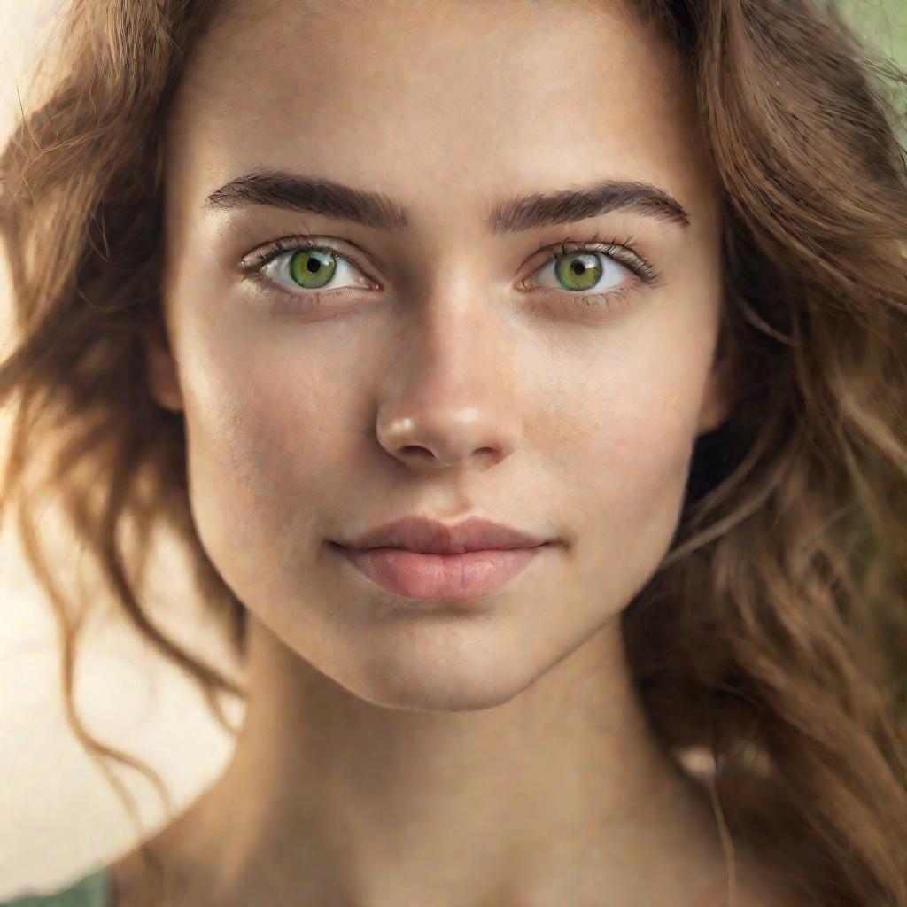 Портрет молодой женщины с асимметрией лица в мягком натуральном освещении.