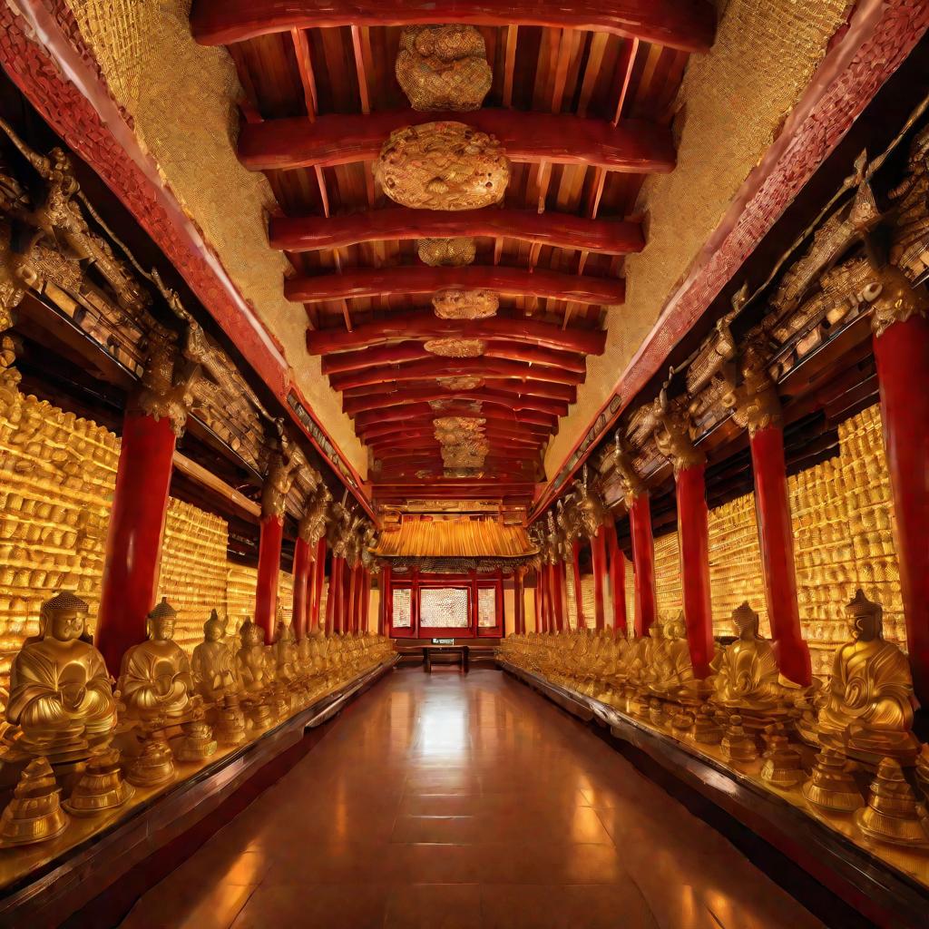 Интерьер японского буддистского храма.