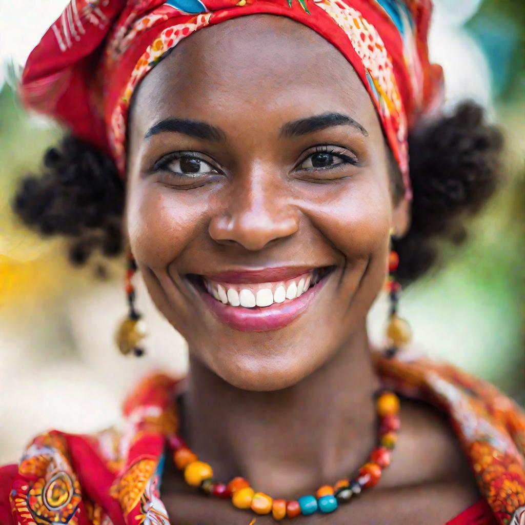 Портрет улыбающейся женщины в народном костюме