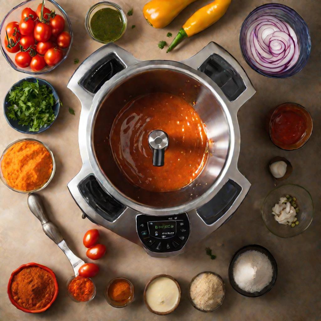 Процесс приготовления соуса для шаурмы в блендере.