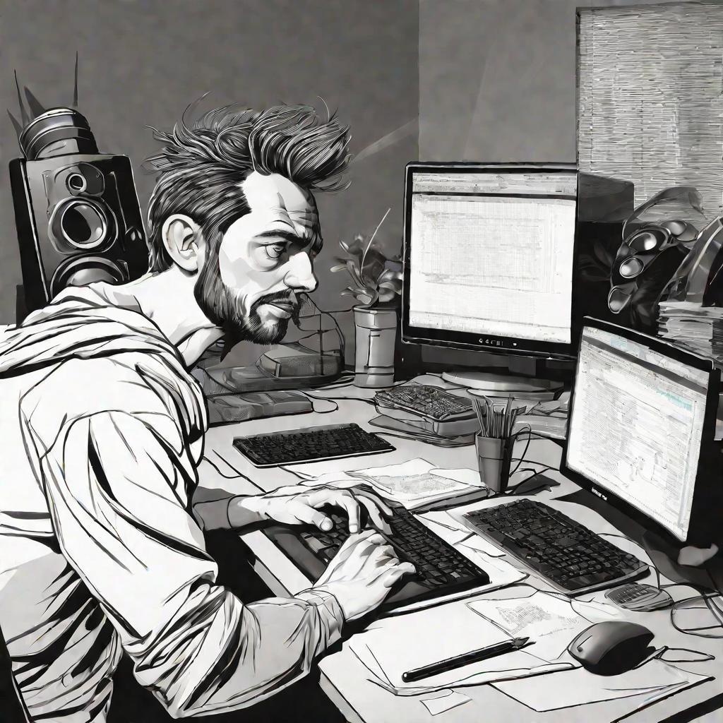 Портрет программиста за компьютером