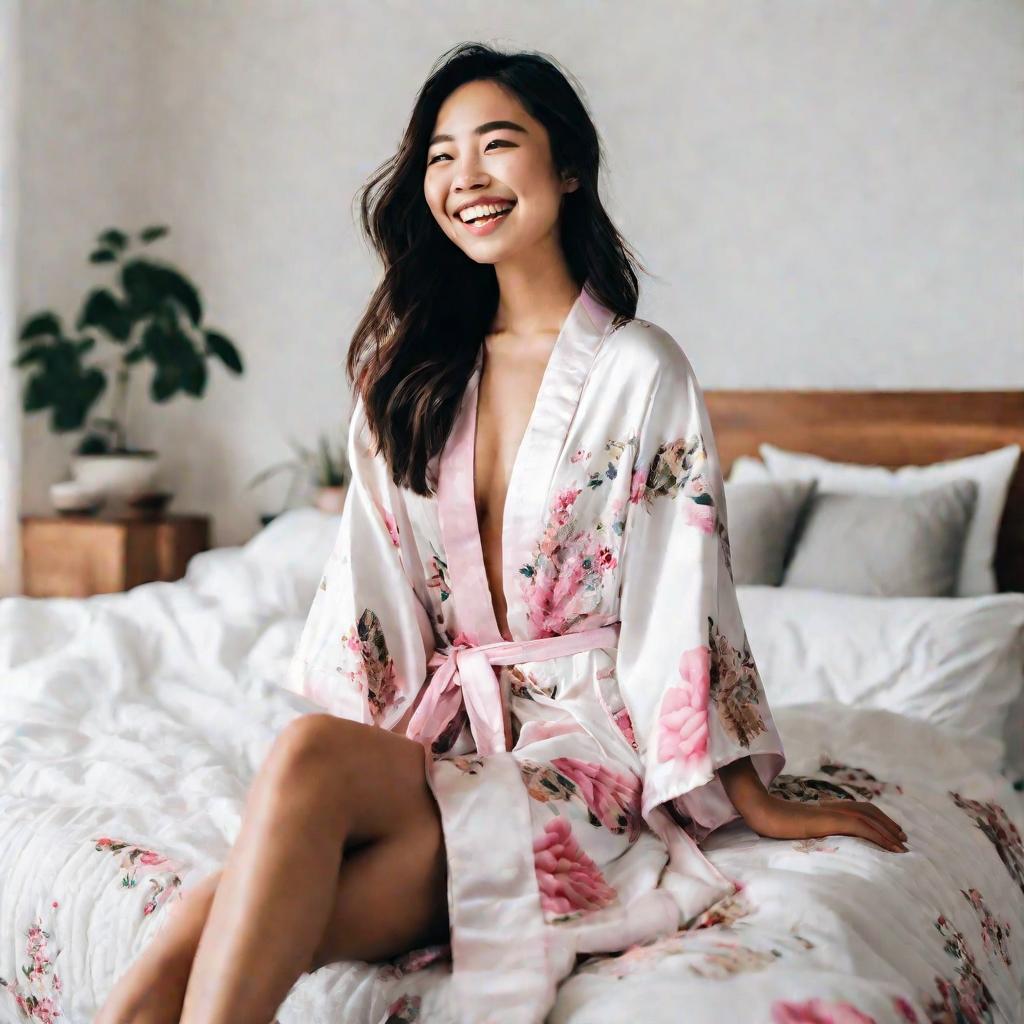Азиатская девушка в шелковом халате
