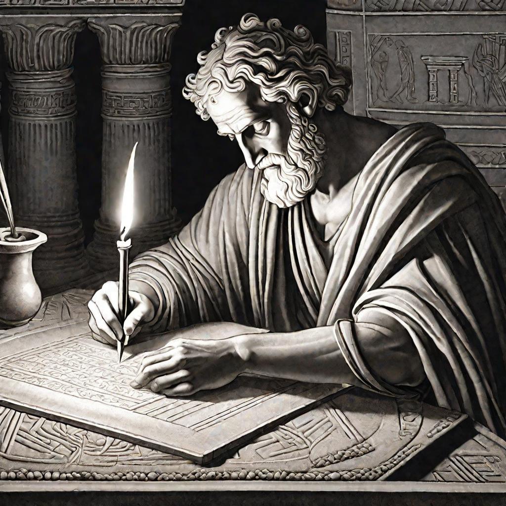 Древнегреческий философ пишет геометрию