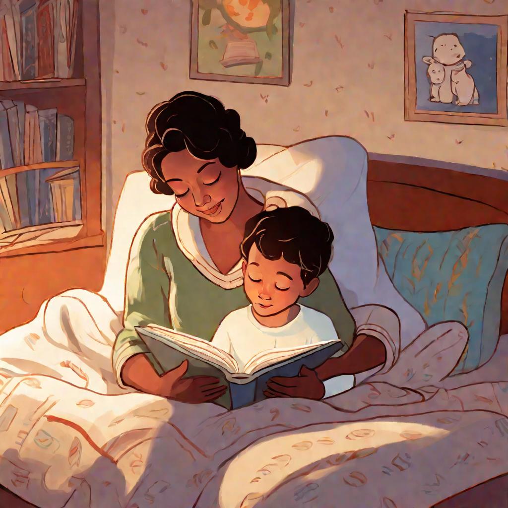 Мама читает ребенку