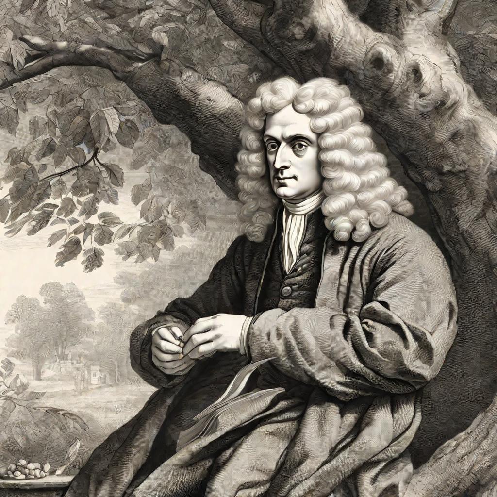 Портрет Исаака Ньютона под деревом