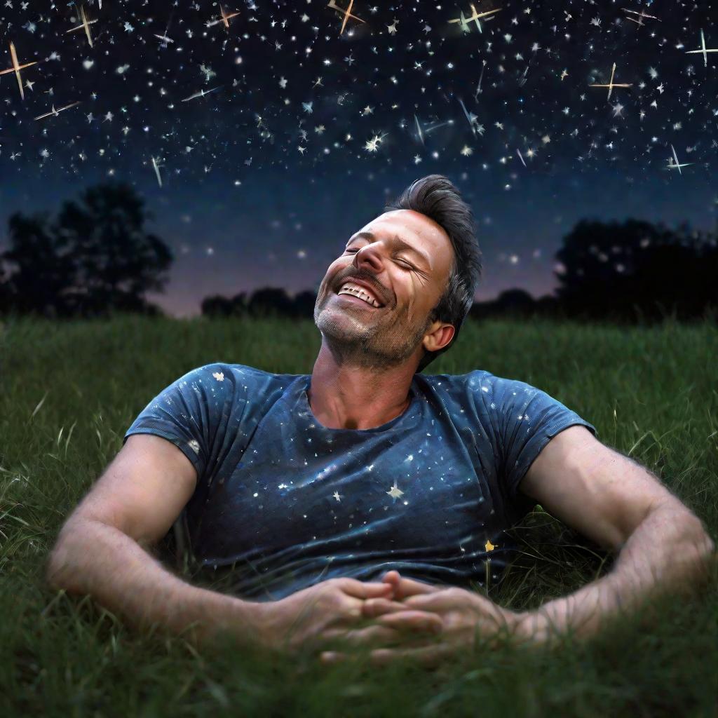 Мужчина смотрит на звезды ночью