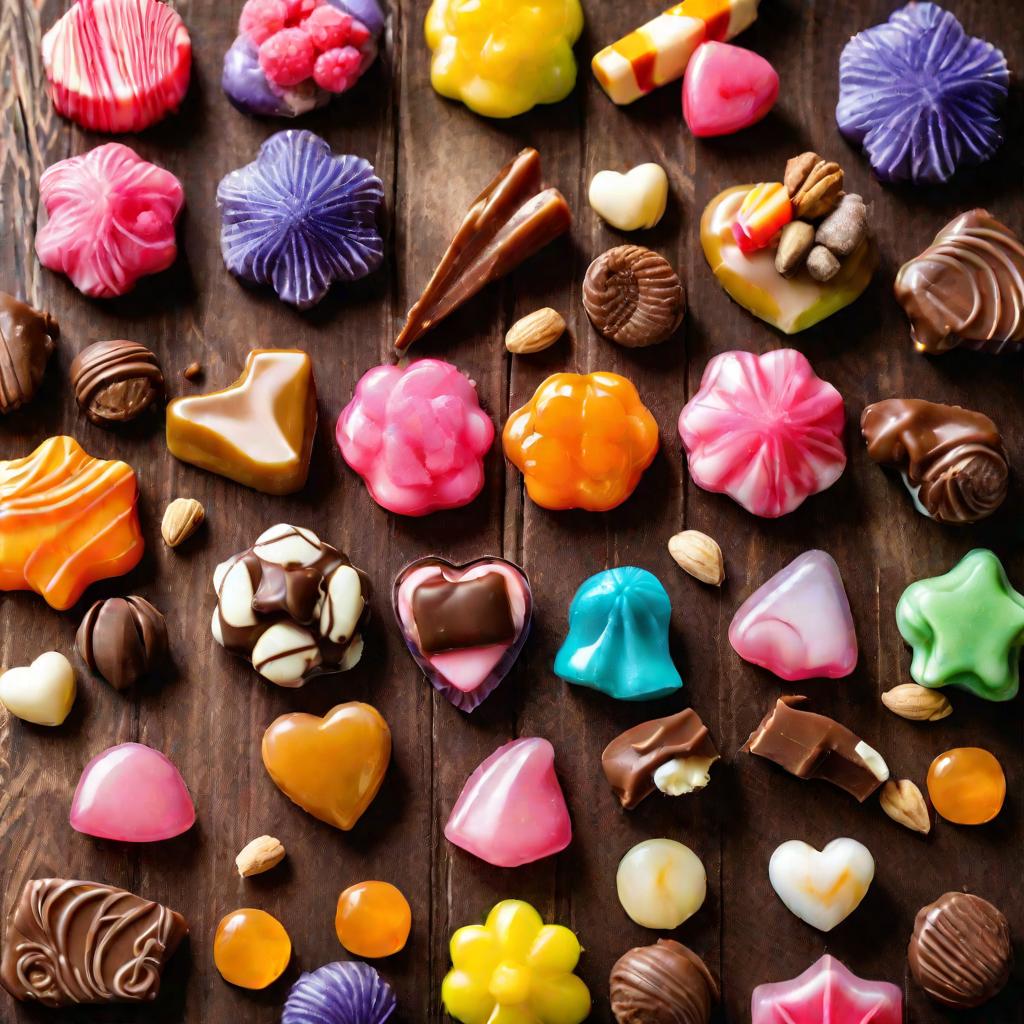 Подборка разнообразных домашних конфет на столе