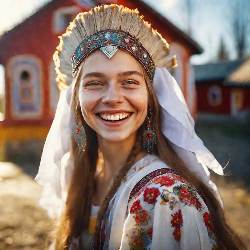 Портрет девушки в русском народном костюме