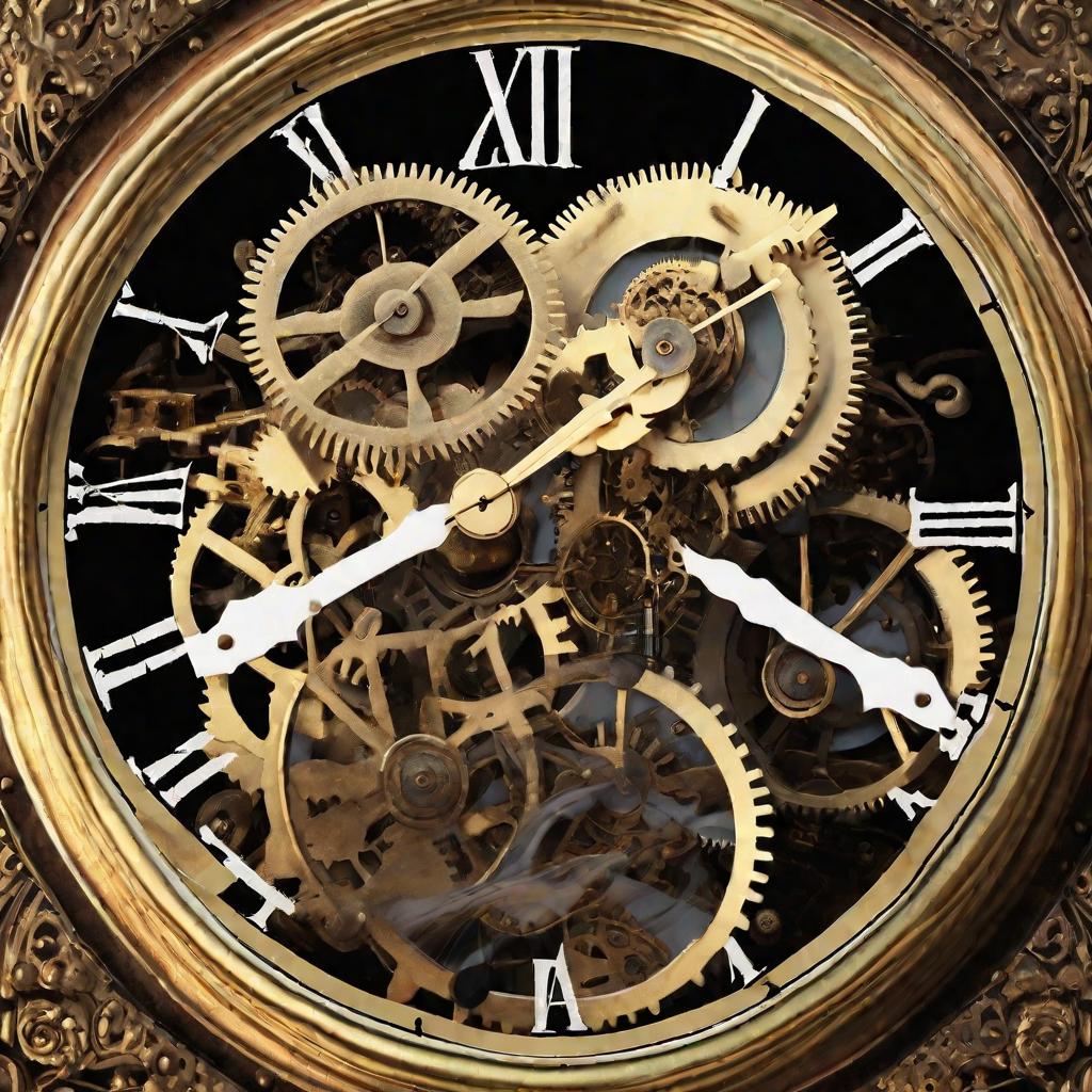 Часы с механизмом из шестеренок и пружин