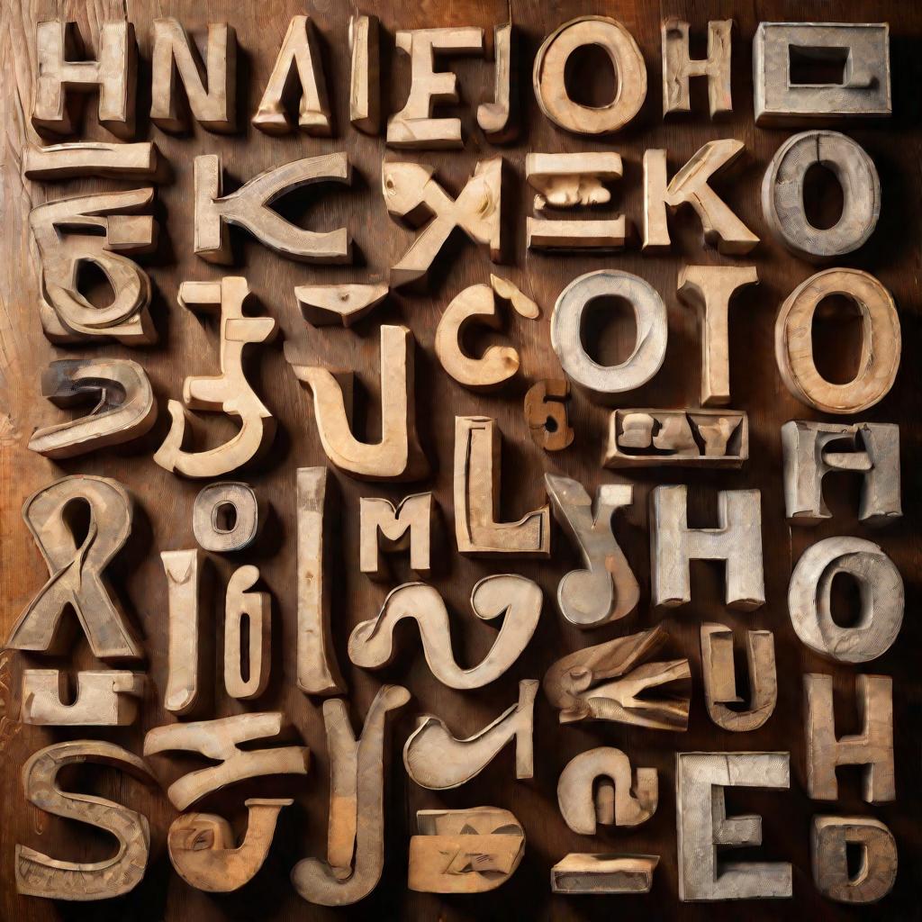 Буквы на деревянном столе