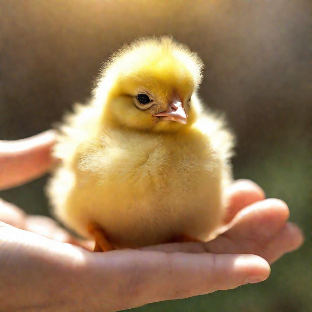 Держать цыпленка на руках