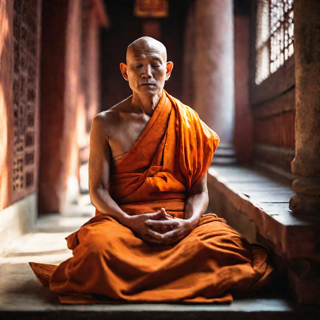 Портрет старого буддийского монаха