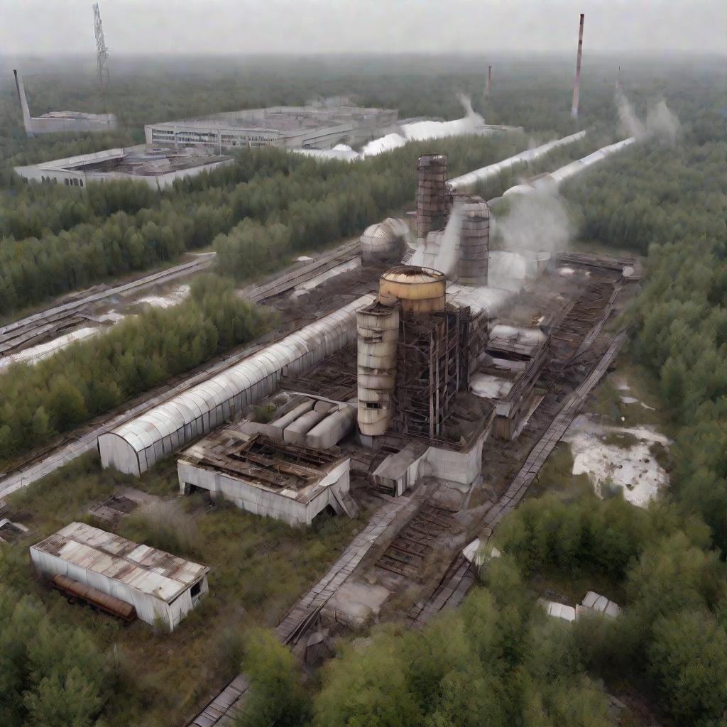 Разрушенный реактор на Чернобыльской АЭС