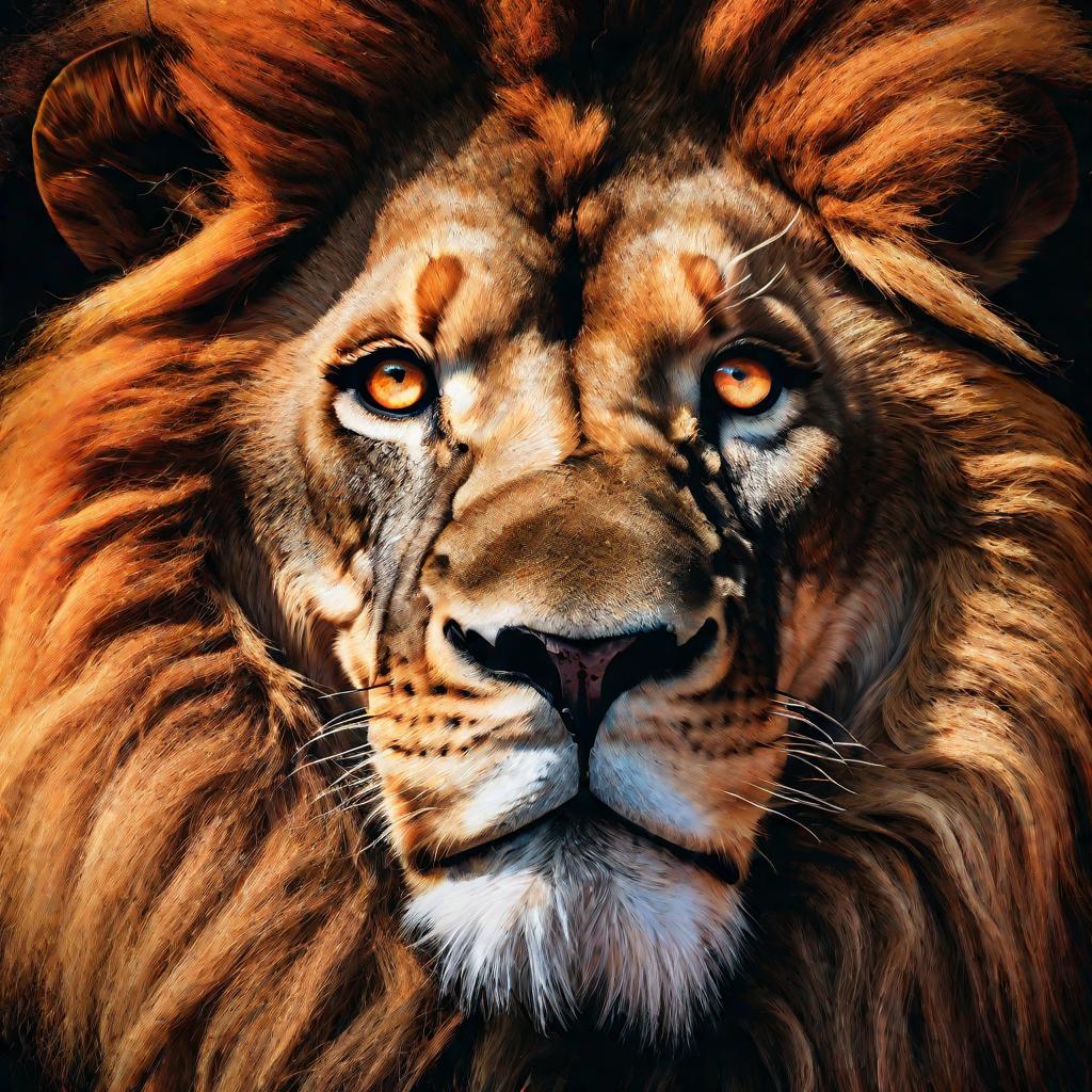 Портрет яростного рычащего льва