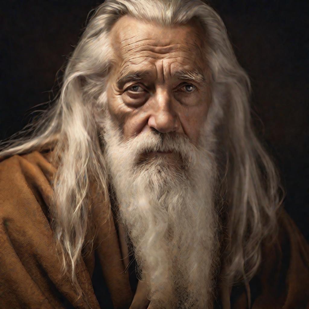 Портрет старого философа, задумавшегося о глубоких проблемах