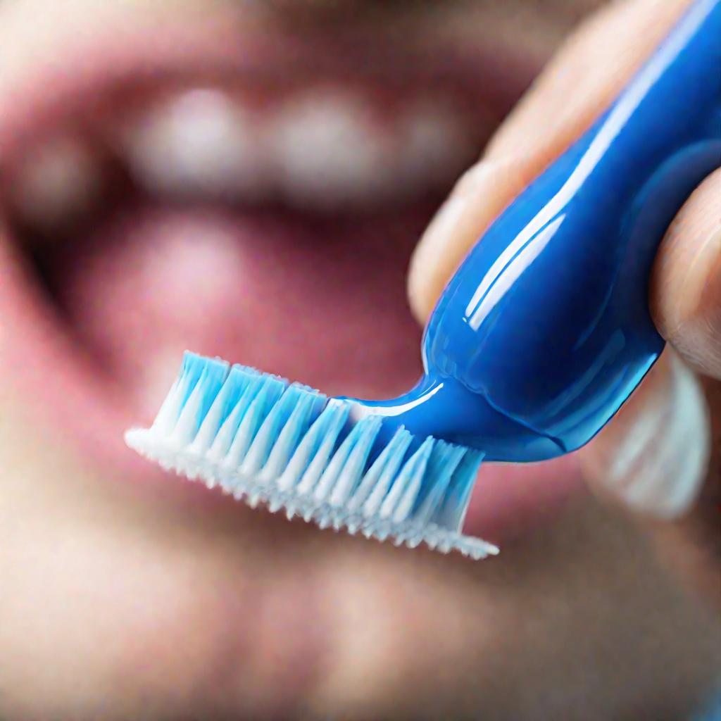 Љетка аккуратно чистит зуб круговыми движениями