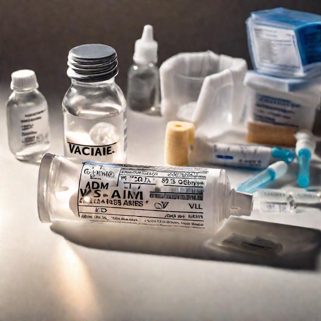 Флакон с вакциной АДСМ и медпринадлежности