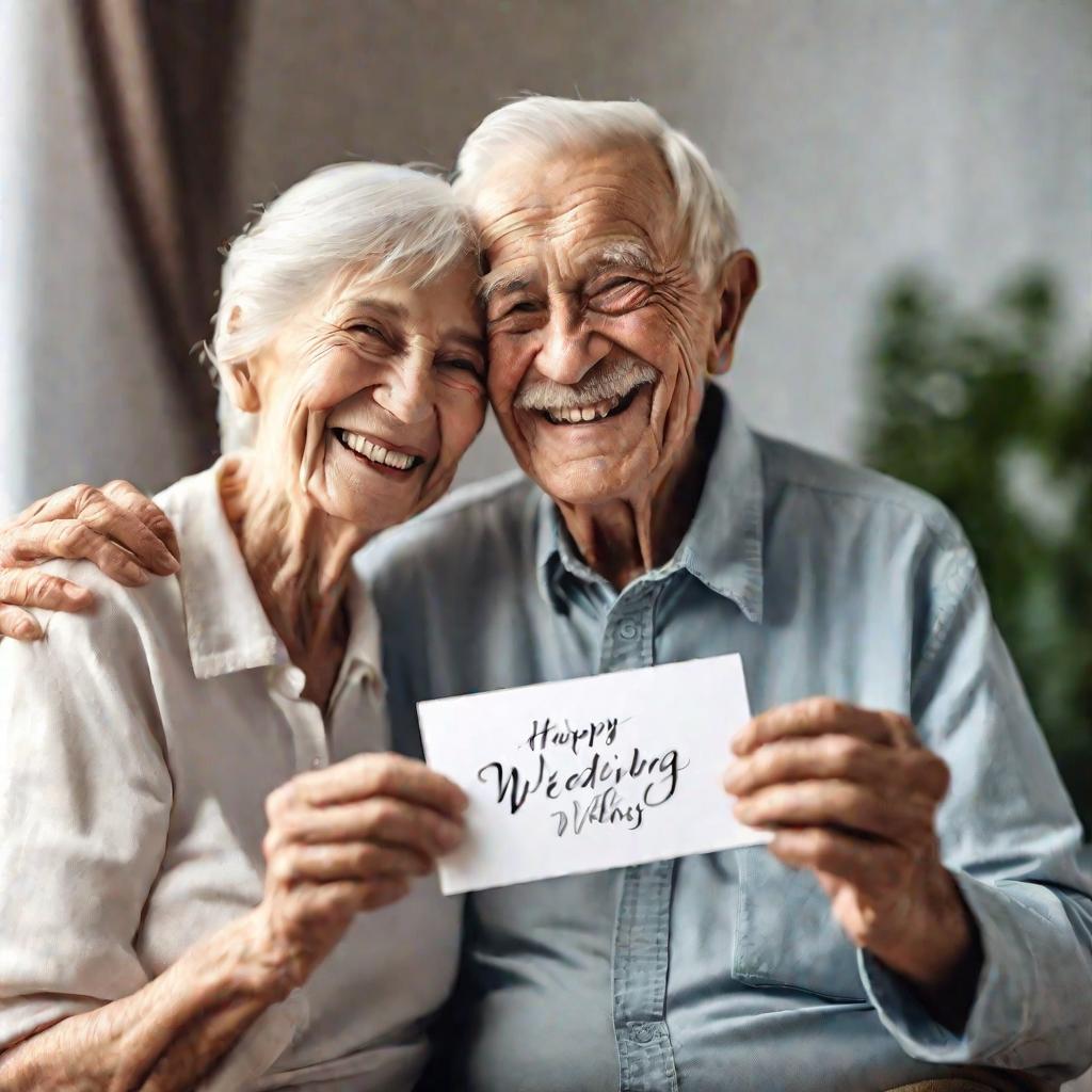 Пожилые супруги с поздравлением