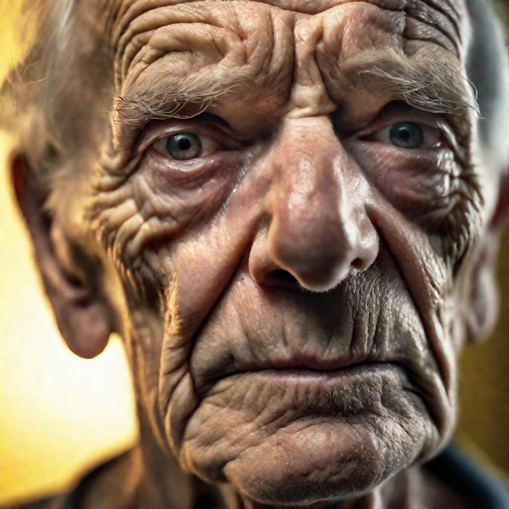 Портрет пожилого голодающего мужчины