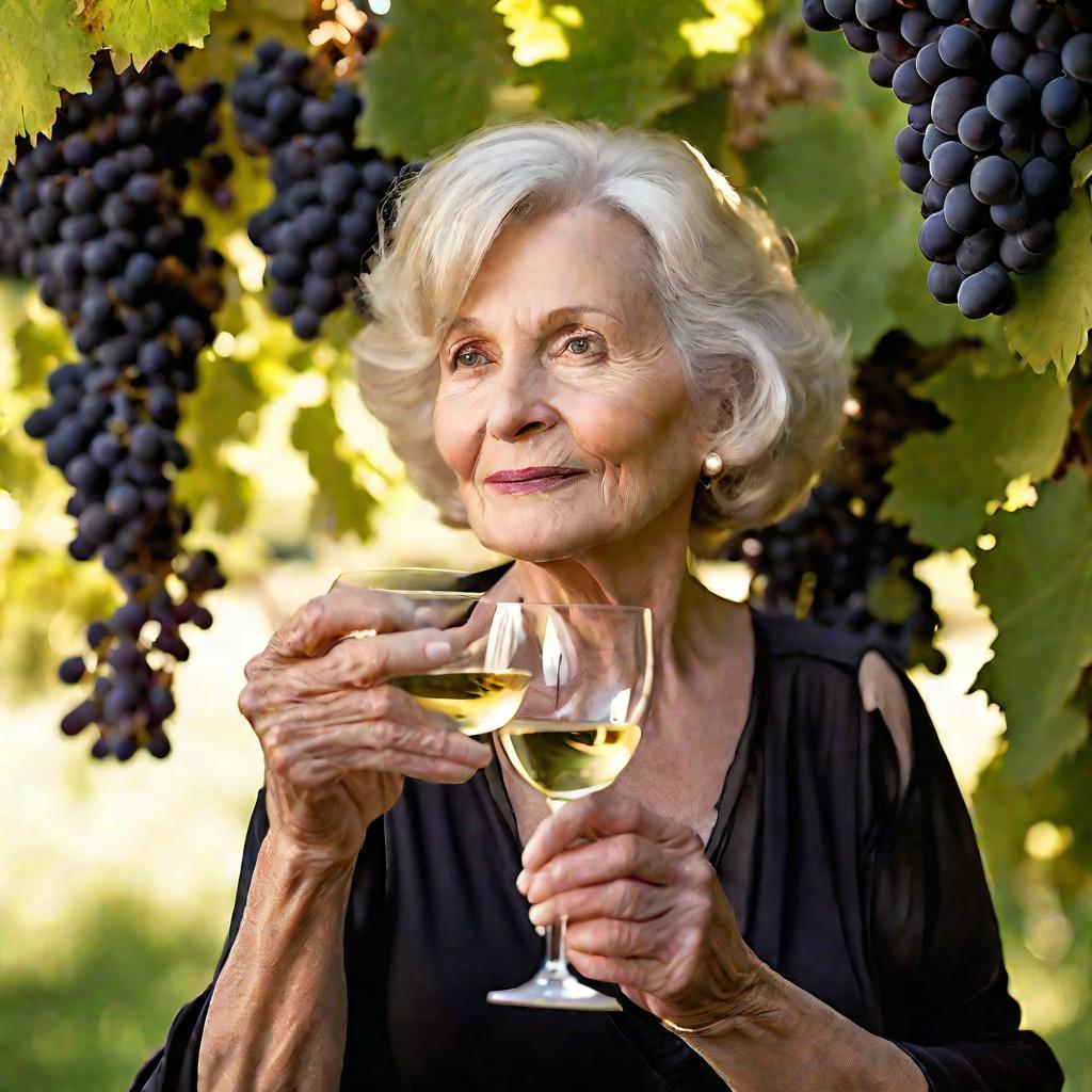 Женщина пробует белое вино