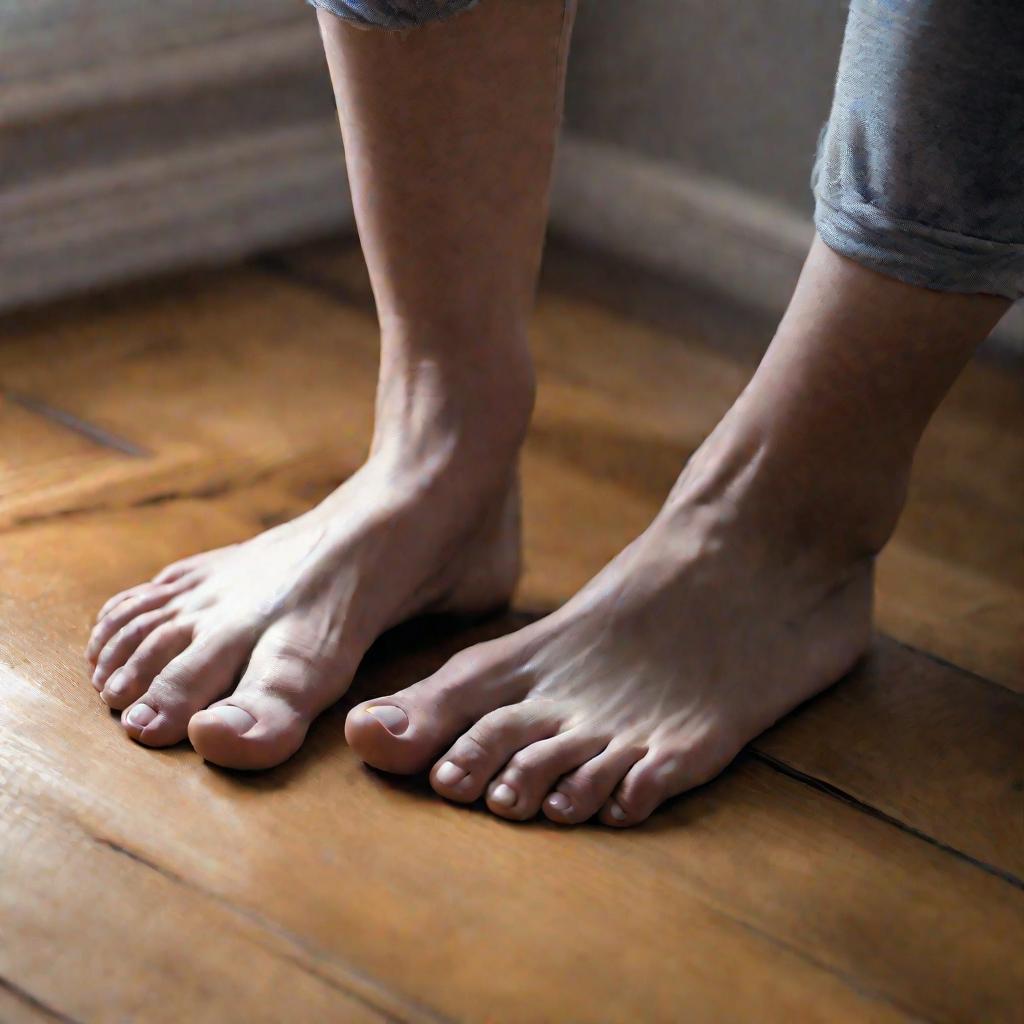 Крупный план ног женщины с онемевшими пальцами